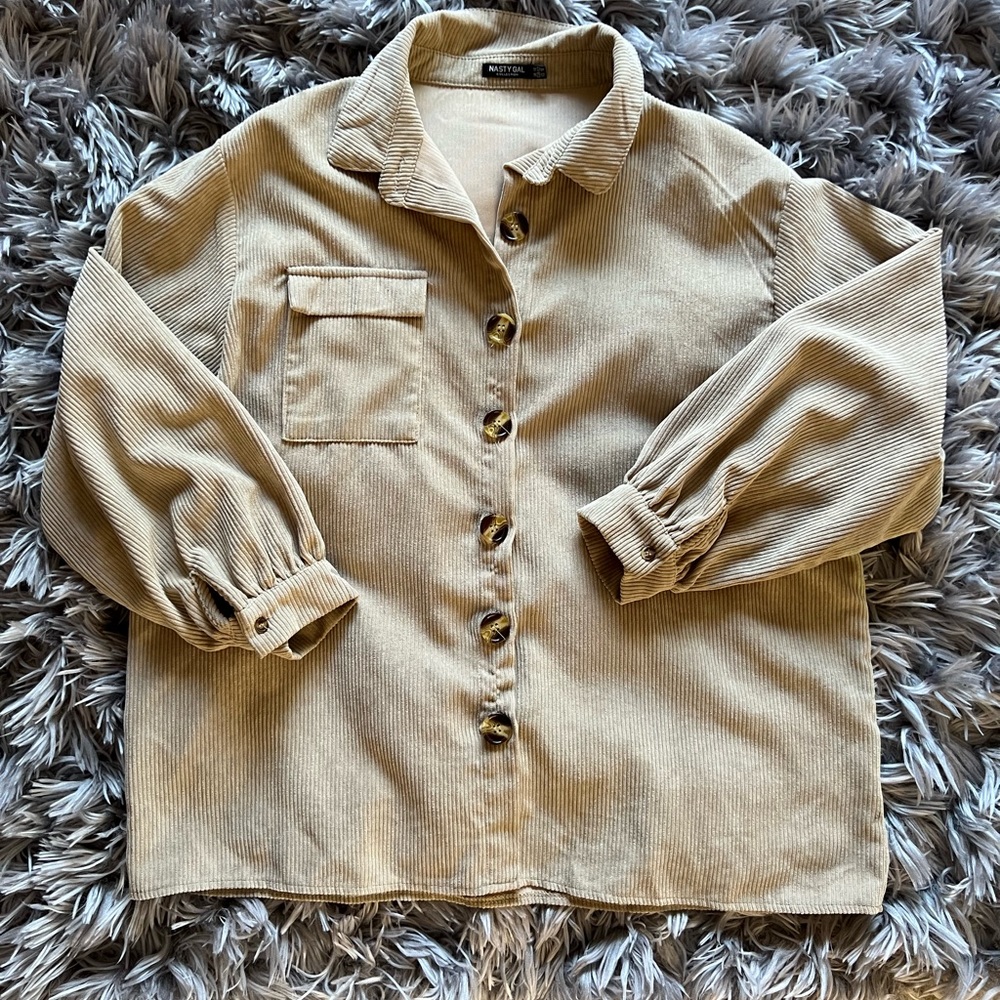 Nasty Gal Brown Corduroy Button Up - Size 12 (L)